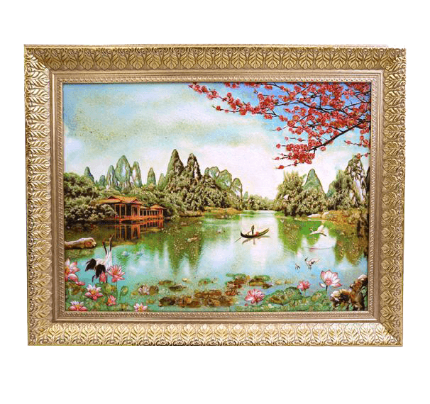 Bức tranh hổ phách “Hồ” 98 cm x 78 cm