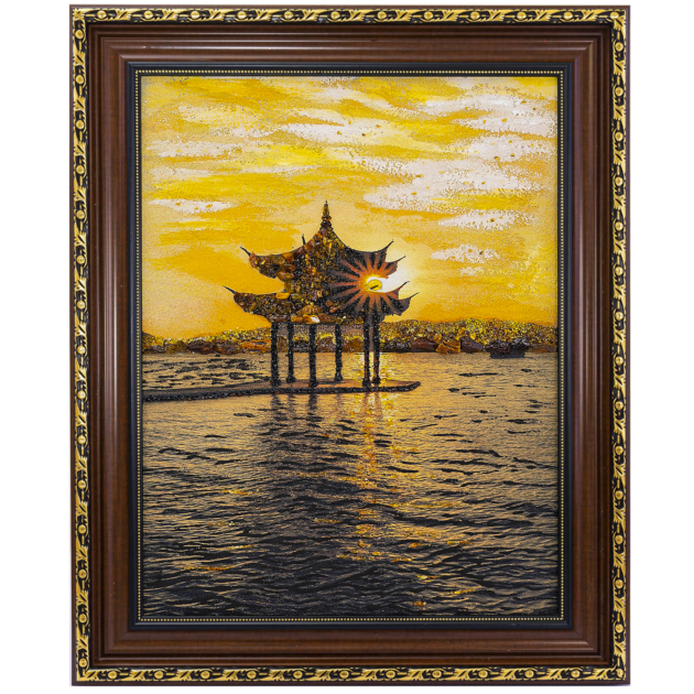 Tranh hổ phách “Cổ Ngư” 78 cm × 98 cm