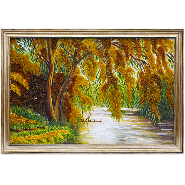 Tranh hổ phách “Liễu bằng nước” 66 cm x 102 cm